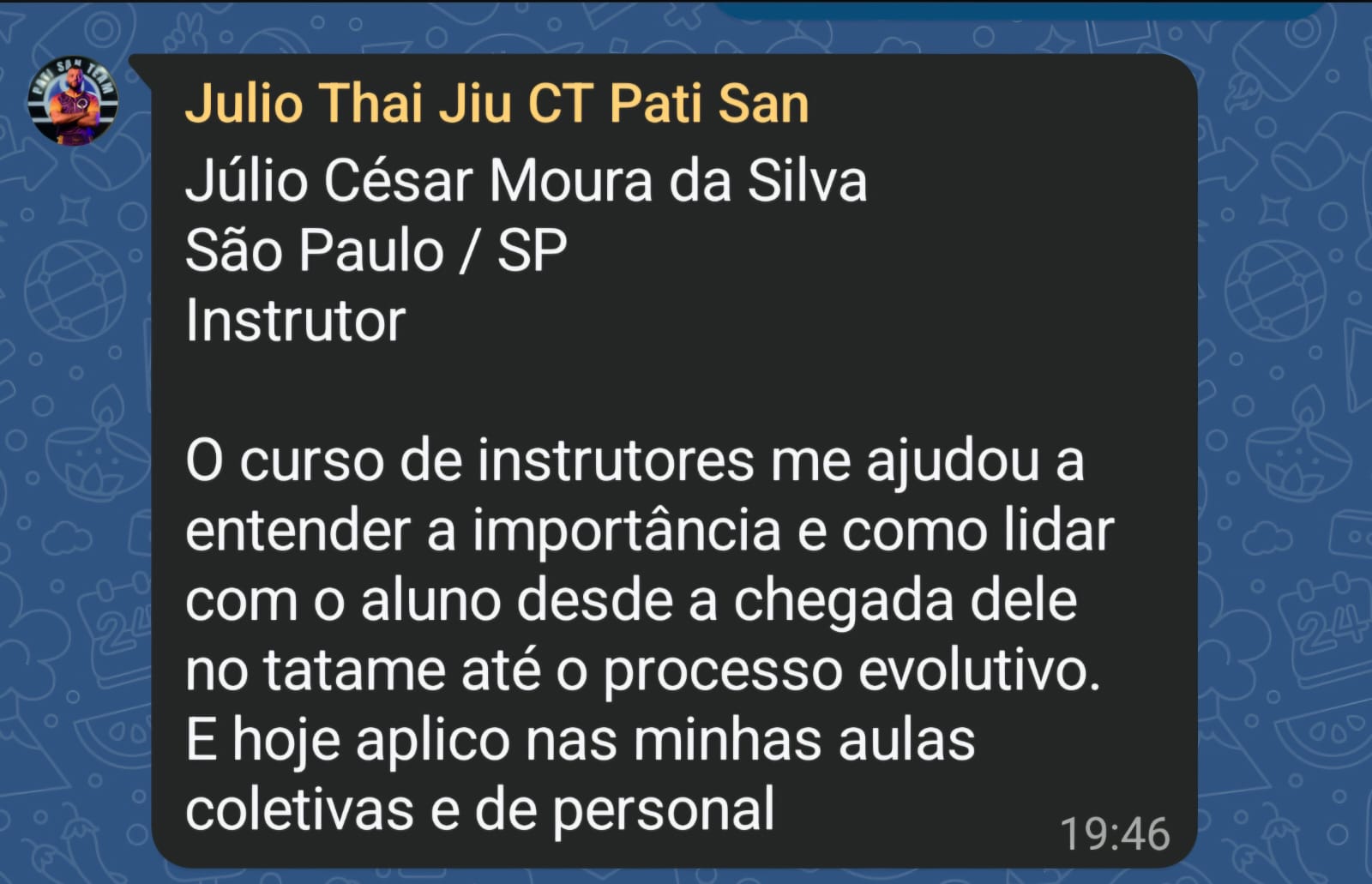 Depoimento de Júlio César Moura da Silva sobre o Método SAN 360