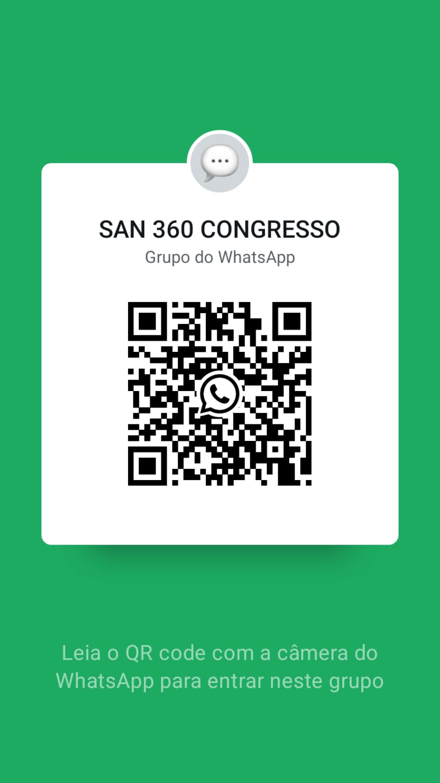 QR Code do Grupo WhatsApp SAN 360 Congresso